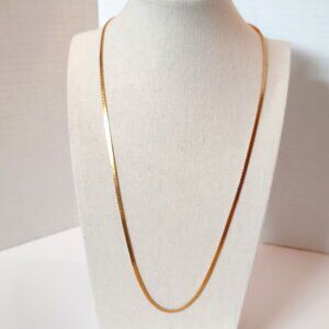 Vintage Herringbone Chain Gold Tone Necklace 3 mm 22 inch Unisex